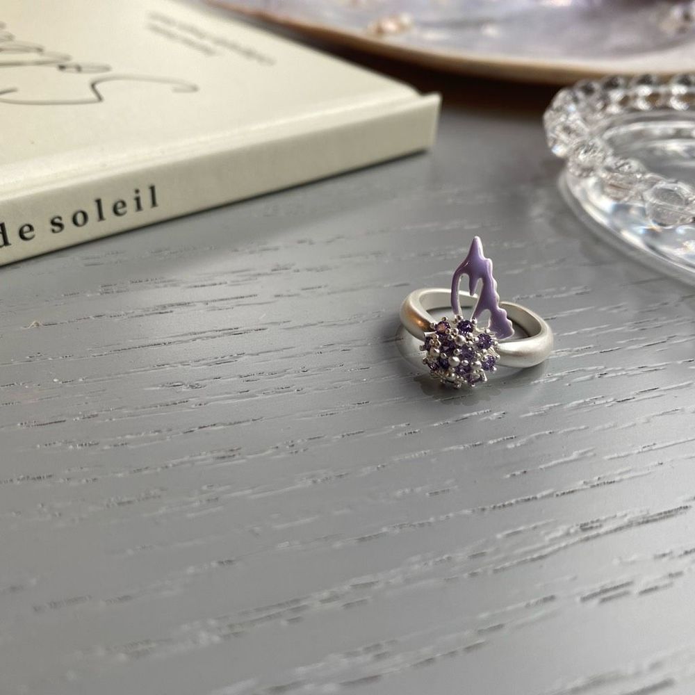Matt Silver Purple Flare Ring